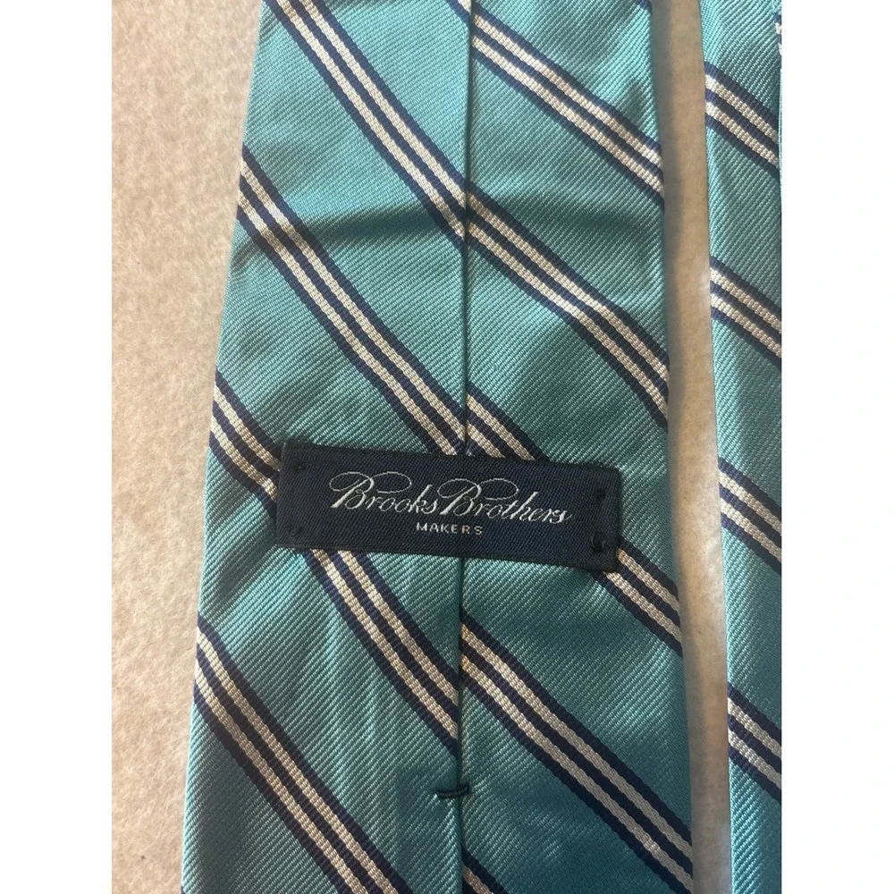 Brooks Brothers Tie Mens OS Blue Excellent Silk Repp Stripe Woven in England 59